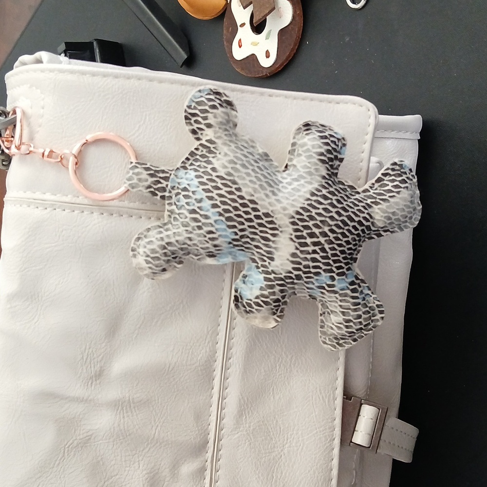 Snake Print Faux leather fabric bear charm